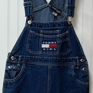 90s Tommy Hilfiger Bib Overalls Denim Shorts XL Vintage